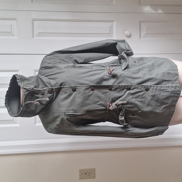 Sound And Matter Lightweight Olive Green Parka Jacket Size Small - Picture 7 of 13